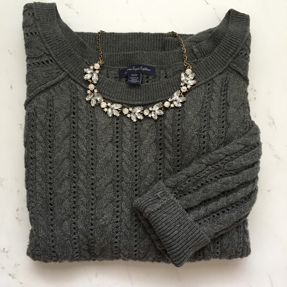 American Eagle gray knit sweater